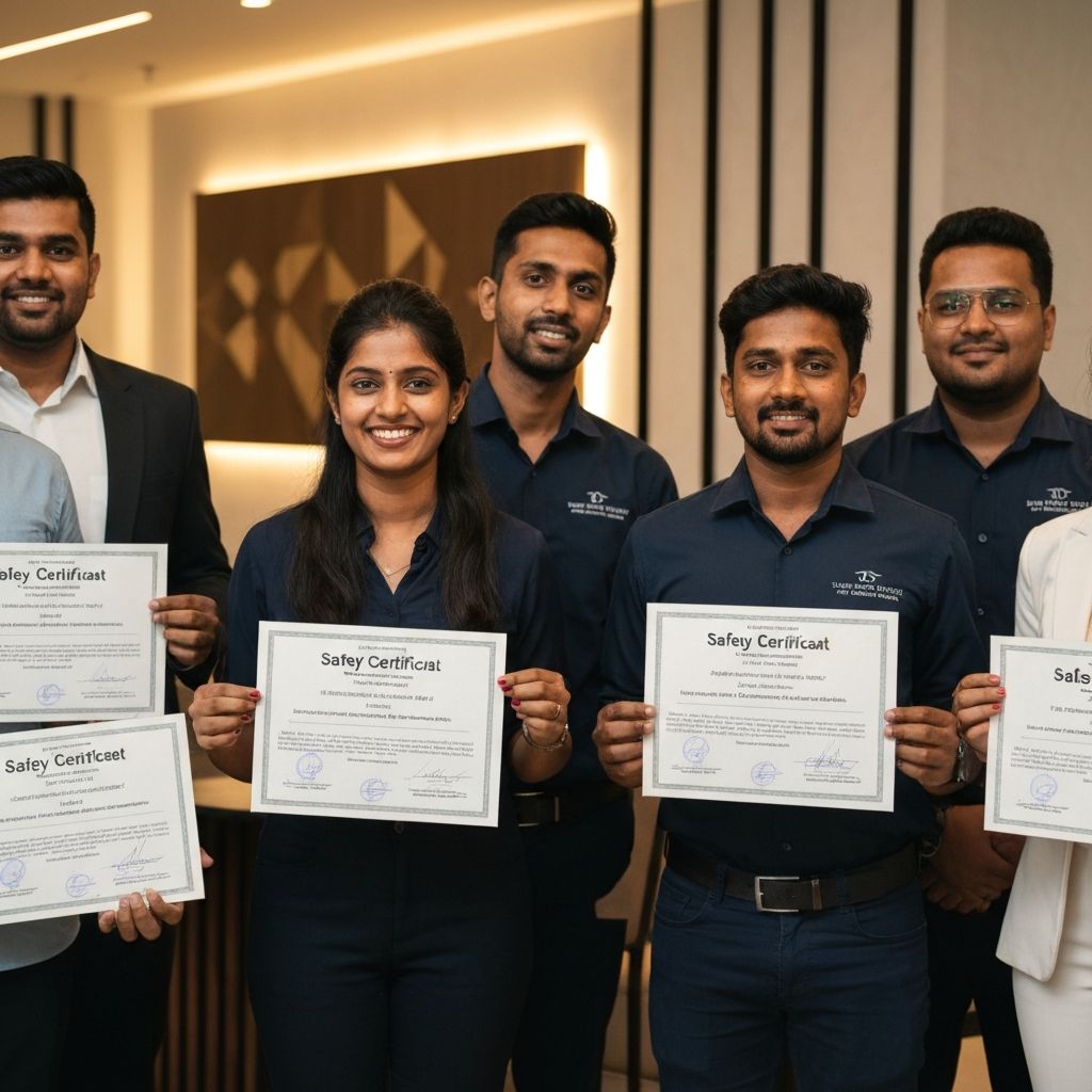 Graduates holding safety certificates