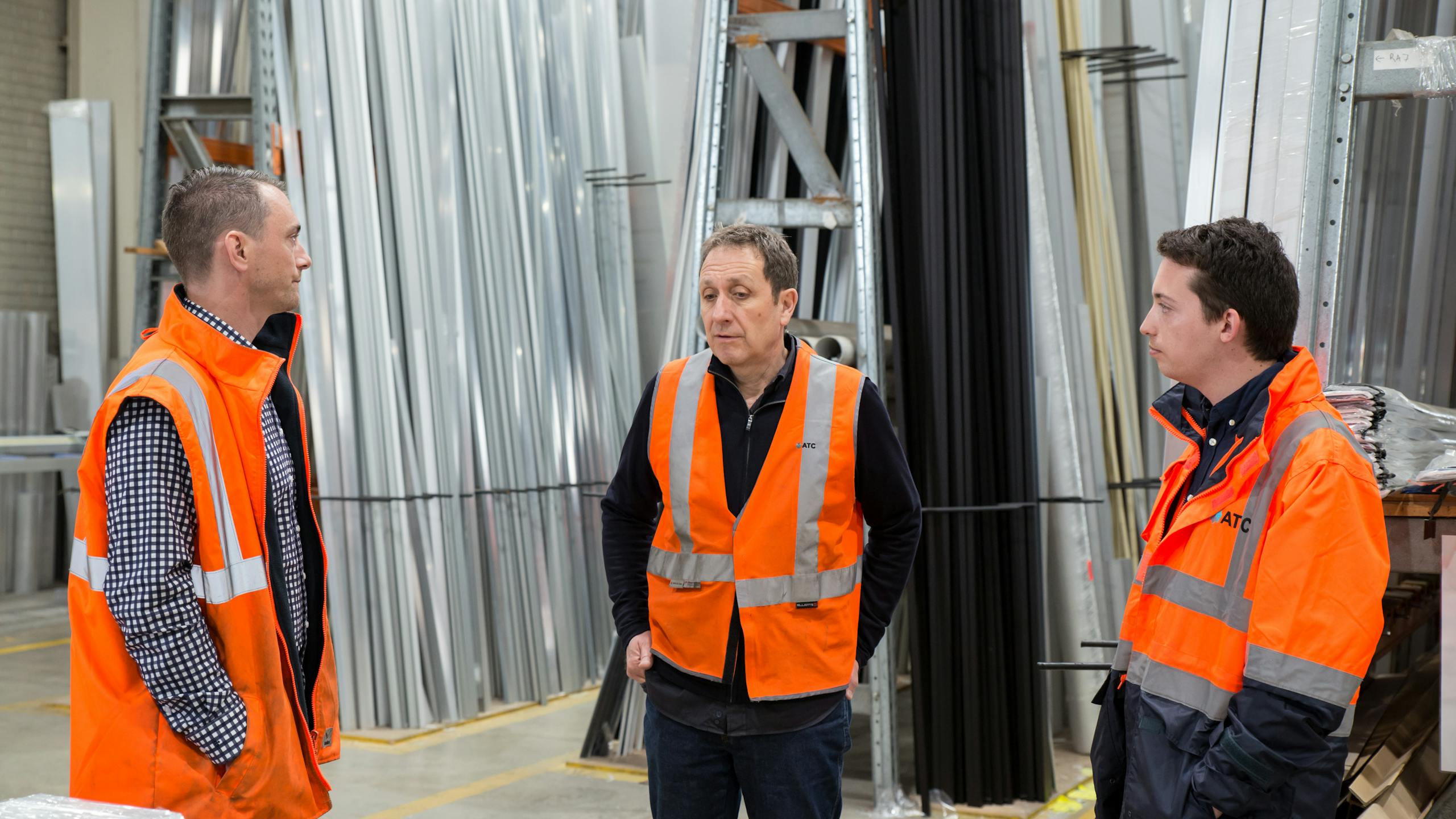 Safety team inside an operational facility