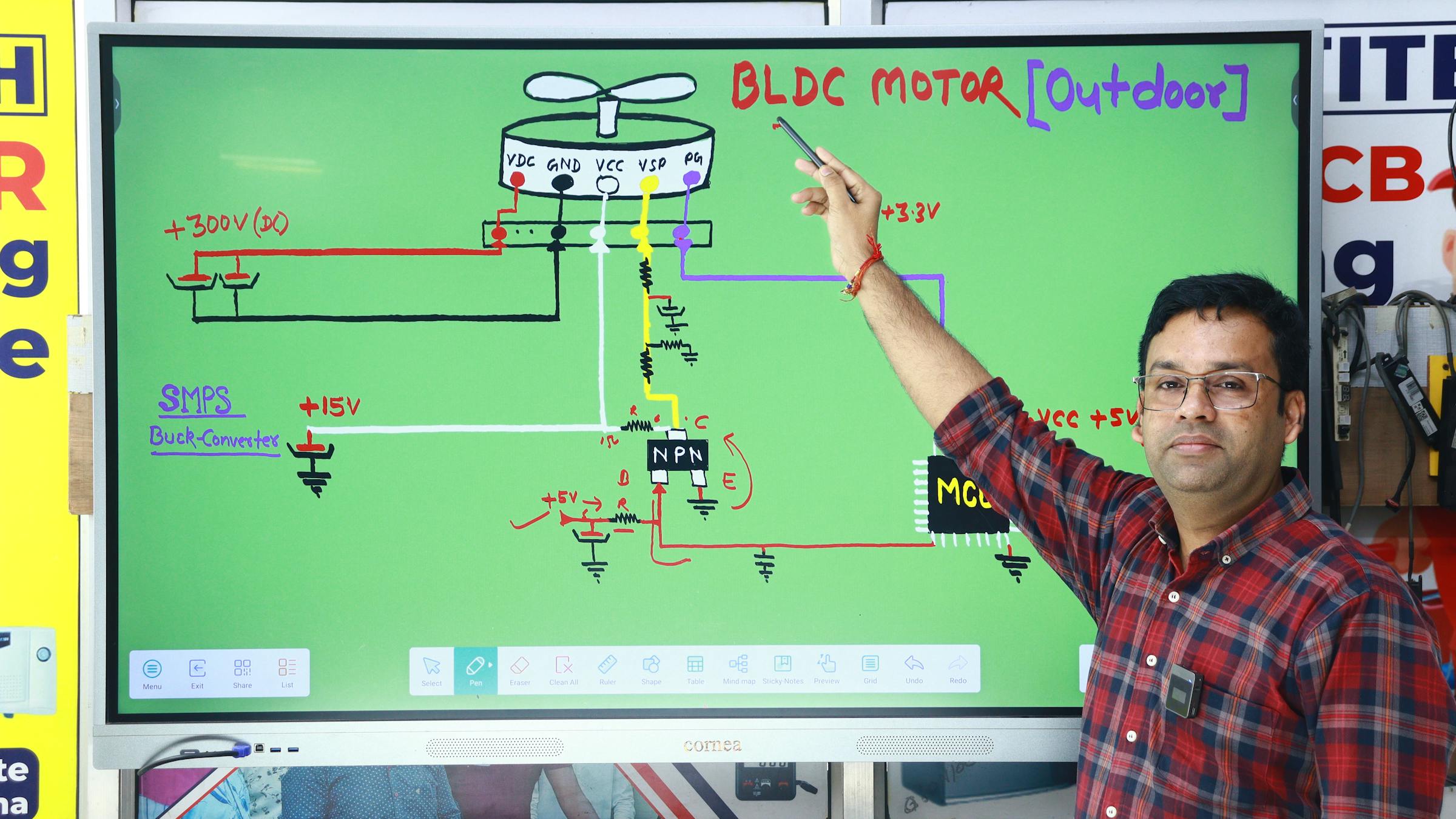 Instructor presenting lesson content on a classroom screen